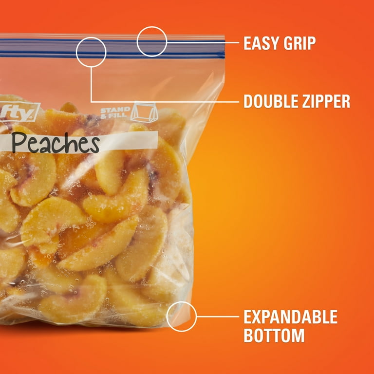 Hefty Press to Close Plastic Freezer Bags, Half Gallon Size, 20