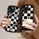 thumbnail image 2 of Fashion Chessboard Cute Bear Rabbit Case Compatible Para IPhone 14 11 13 12 Pro Max XR 7Plus 6s 6 7 8 Plus X XS 14 SE 2020 Amor Corazón Sonrisa Flor Pareja Borde Ondulado Caso Gao Jiahui unisex, 2 of 2