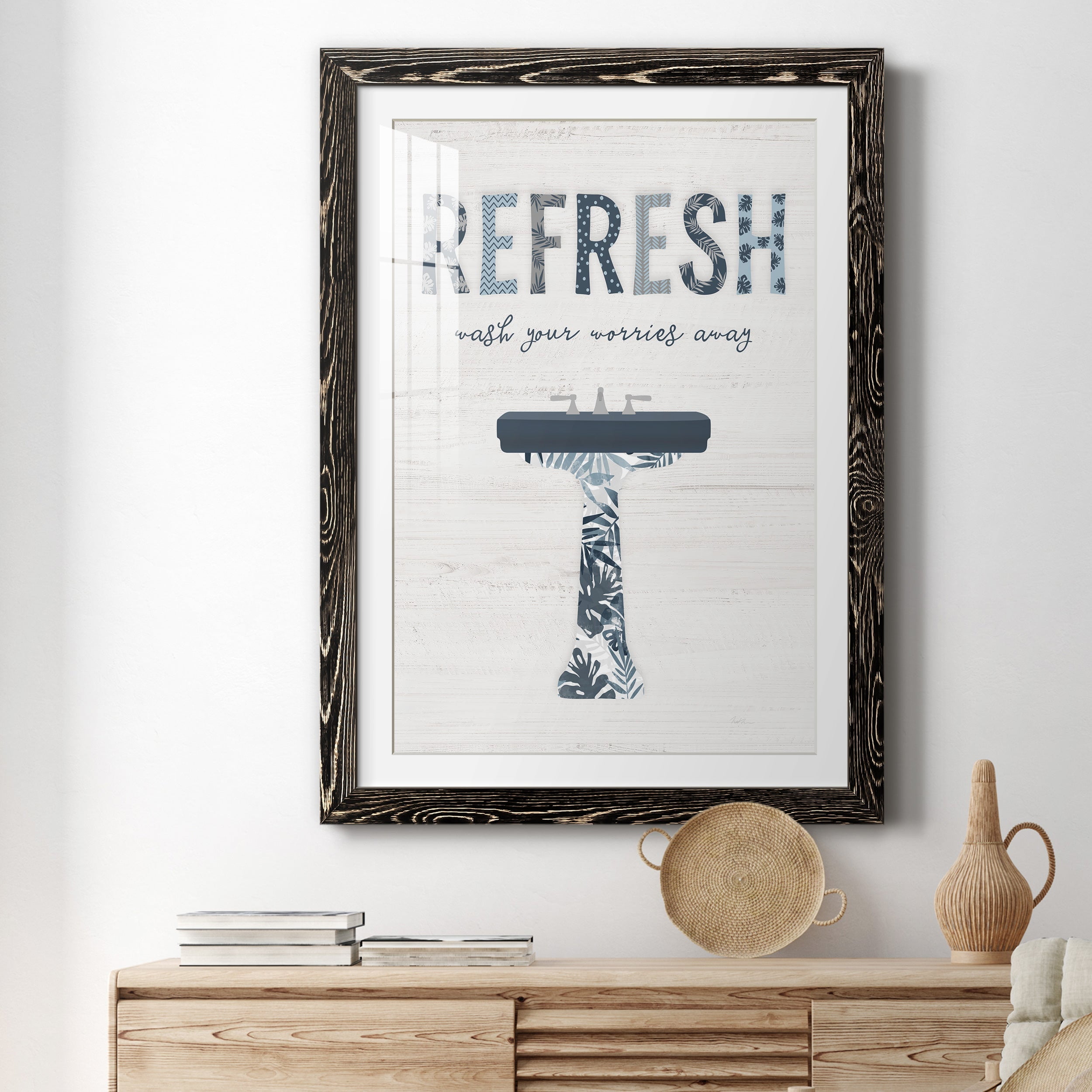 Palm Bath II - Premium Framed Print - Distressed Barnwood Frame - Ready to Hang