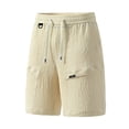 thumbnail image 3 of EOYWHK Men's Shorts Breathable Relaxed Fit Multi Pockets Casual Shorts Soft Lightweight Breathable Shorts for Basketball Running Gym Yellow L, 3 of 8