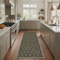 thumbnail image 5 of 2x3 Area Rug Machine Washable Low Pile Indoor Doormat with Non Slip Backing, Print Pattern Floor Mat for Entryway, Front Door, Bathroom and Kitchen, Diamond Floral, Dusky Olive, 5 of 5