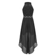 thumbnail image 2 of Yartina Kids Girl Sequins Lace Dress Sleeveless Halter Walk-Through Romper Maxi Party Dress Black 6, 2 of 5