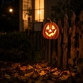 thumbnail image 7 of Metal Pumpkin Yard Stake White Jack O Lantern Halloween Outdoor Decoration for Front Yards, 7 of 7