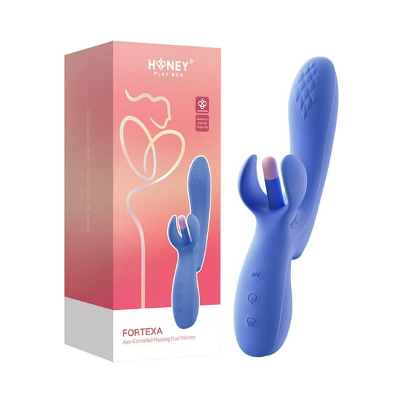 Honey Play Box Fortexa Kinky Finger Flapping Rechargeable Silicone Clit & G-Spot Vibrator with App Control, Blue