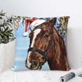thumbnail image 4 of Pofeuu Christmas Horse Print Double-sided plush pillowcase Square Throw Pillow Covers Pillows Cover for Living Room Bedroom Sofa Couch Cushion Cover（No pillow core）-24"x24", 4 of 7