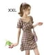 thumbnail image 1 of Vestido de mujer Retro Plaid Manga corta Ropa de verano Vestido delgado sexy, Morado, 2XL tholdsy AP002467-05, 1 of 7
