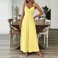 thumbnail image 4 of VIWORLD Women's Elegant Sleeveless Jumpsuit V-Neck Wide Leg Pants with Back Bow Vintage Style Beachwear Yellow，S, 4 of 7