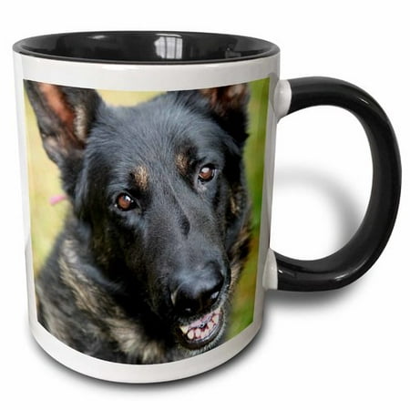 3dRose German Shepherd., Two Tone Black Mug, 11oz