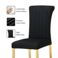 thumbnail image 4 of Leovanni Set of 4 Velvet Dining Chairs, Channel Tufted High Back, Gold Metal Legs, Black Fabric, 4 of 6