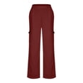 thumbnail image 6 of Mgmyaa Women's Wide Leg Pants High Elastic Waist Office Work Trousers Pockets Stretch Comfort Cargo Pants, 6 of 7