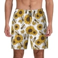 thumbnail image 3 of Uemuo Sunflowers and Bees Pattern Mens Swim Trunks Quick Dry Board Shorts with Mesh Lining, Stretch Beach Shorts Quick Dry No-Chafing Board Shorts-Small, 3 of 9