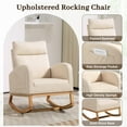 thumbnail image 3 of Nursery Chair Rocking Chair Glider Chair, Upholstered Accent Chair with Rubber Wood Legs, Comfy High Backrest, Side Pockets, Armchair for Living Room, Bedroom, 3 of 7