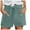 Green, variant on Women's High-Waisted Tie-Belt Shorts, Side Pockets & Rolled Cuffs, Summer Lightweight Casual Beach Sports,Size L