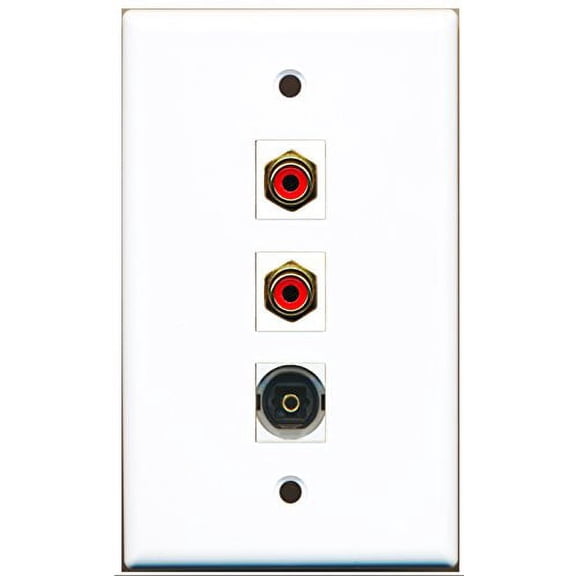 RiteAV - 2 Port RCA Red and 1 Port Toslink Wall Plate