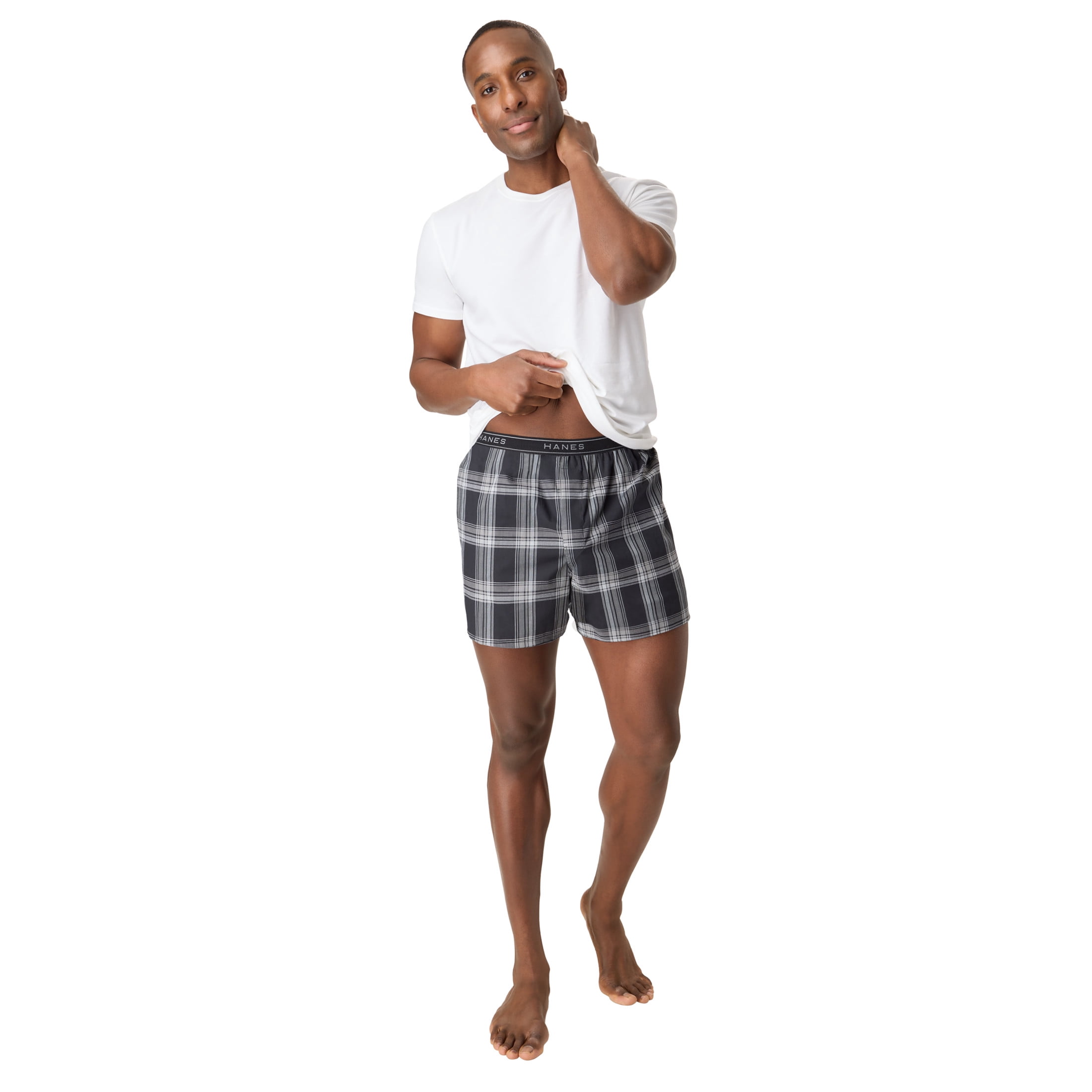 Hanes Mens Underwear Boxers, 3-Pack, Core Plus Cotton Stretch Woven Underwear Pack STTWW3