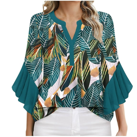 Blouses For Women Summer Trendy Plus Size Blouses For Women Dressy Workout 3/4 Sleeve Shirts For Women Long Women'S Blouses & Button-Down Shirts Dressy V Neck T Shirts For Women Plus Size
