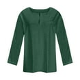 thumbnail image 4 of Horkkom Plus Size Tops for Women V Neck Solid Color Long Sleeve Shirts Fall Loose Casual Tops Green XL, 4 of 4