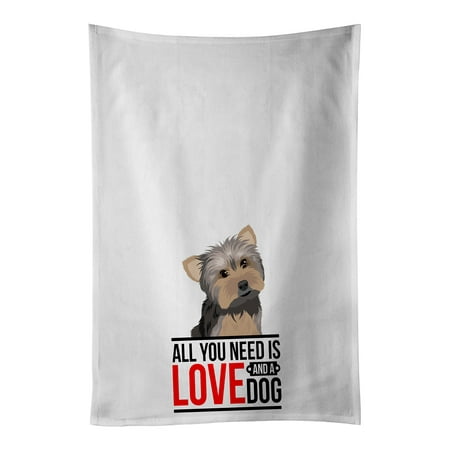 

Yorkie Blue and Tan #2 White Kitchen Towel Set of 2 19 in x 28 in