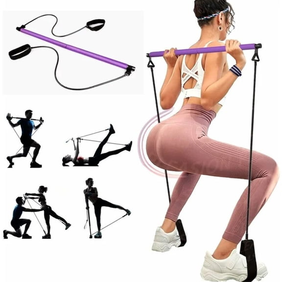 Adjustable stretch bar for strength training, hip sculpting, yoga training, Pilates equipment kit with stretchable fitness bands