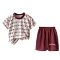 thumbnail image 2 of Amidoa Girls Summer 2 Piece Outfits Cute Short Sleeve and Casual Shorts Kids Clothing Set Red Size 3T, 2 of 6