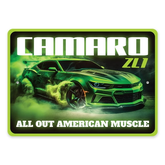 Chevy Camaro ZL1 All Out American Muscle Aluminum Metal Decor Sign - 4x18 inches
