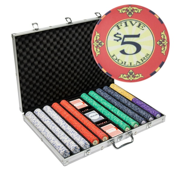 Playzaic 1000-piece Aluminum Scroll Poker Chip Case - 10-gram Casino Ceramic Set