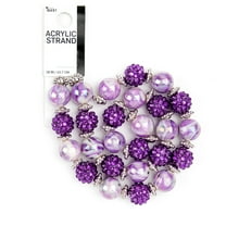 Cousin DIY 17-Inch Acrylic Purple Shamballa & Swirl Bead Strand, 62 Pieces