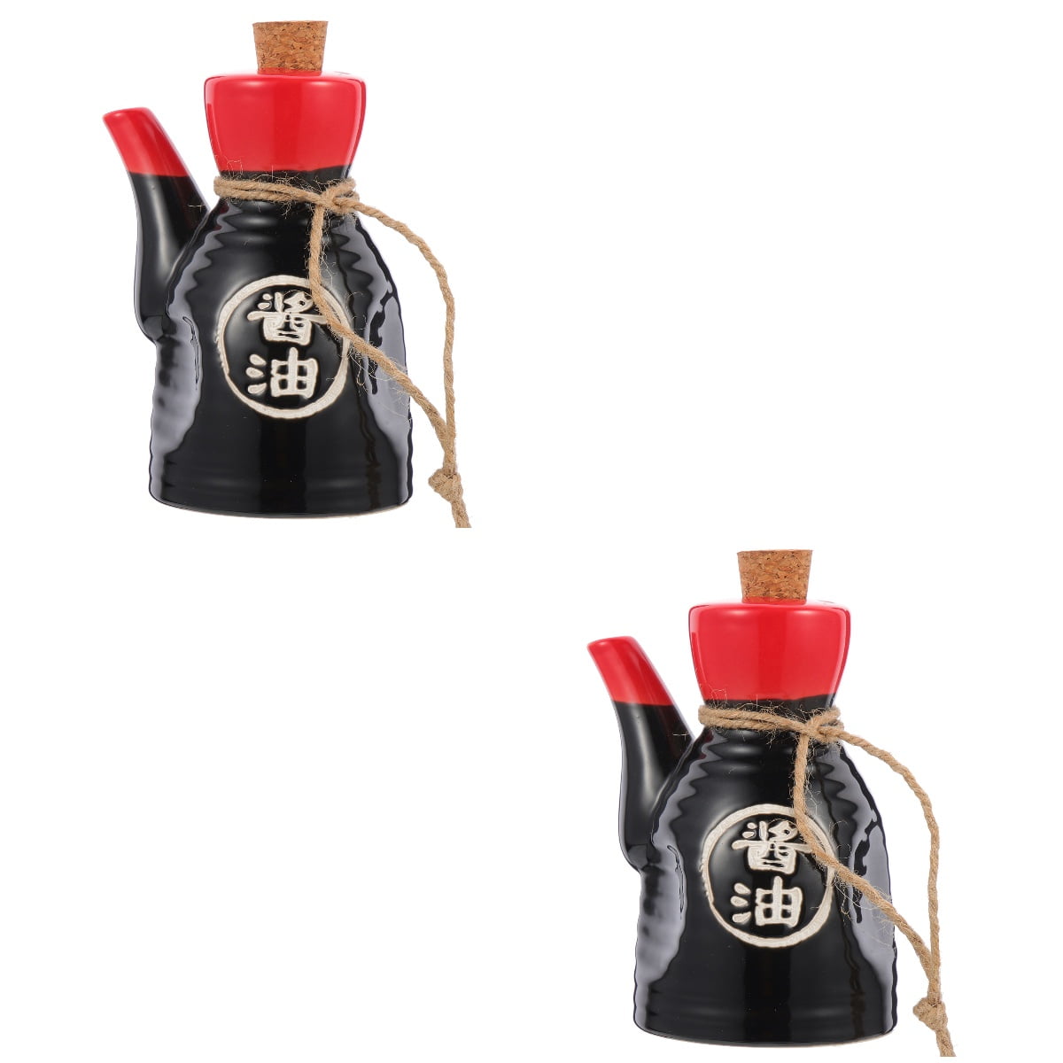Set of 2 Vinegar Bottle Wine Pour Syrup Spice Bottles Sauce Containers Black