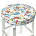 thumbnail image 3 of Bingfone Summer Stamp Padded Round Bar Stool Cover Cushion with Elastic Fabric Round Chair Seat - Summer Stamp, 3 of 7