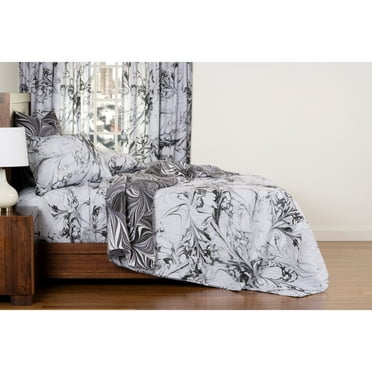 Siscovers The Art of Marbling Carrara/ Black Ash Reversible Luxury Quilt King