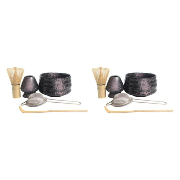 Injueey 5 Pcs Start up Kit Accessories Matcha Set Tools Tea Bowl Matcha for Beginner Cuenco negro 2Conjunto