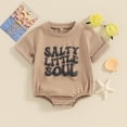thumbnail image 2 of Bagilaanoe Newborn Baby Girl Boy Summer Rompers Letter Print Short Sleeve Bodysuits 3M 6M 12M 18M Infant Casual One Piece Short Jumpsuit, 2 of 8