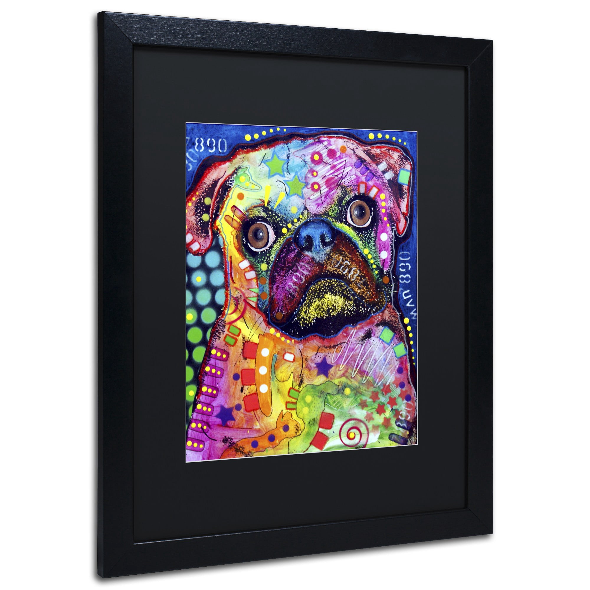 Trademark Fine Art "Pug 92309" Canvas Art by Dean Russo, Black Matte, Black Frame