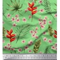 thumbnail image 1 of Soimoi Silk Fabric Leaves & Plumeria Floral Print Sewing Fabric Yard 42 Inch Wide, 1 of 1