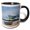 Black/White, variant on 3drose, Albania, Lake Ohrid, Pogradec, Lake Ohrid, Pier View, 11oz Two-tone Yellow Mug