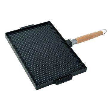 MasterPan Double Sided Non-Stick Cast Aluminum Grill and Griddle w/ Removable Handle, 15"