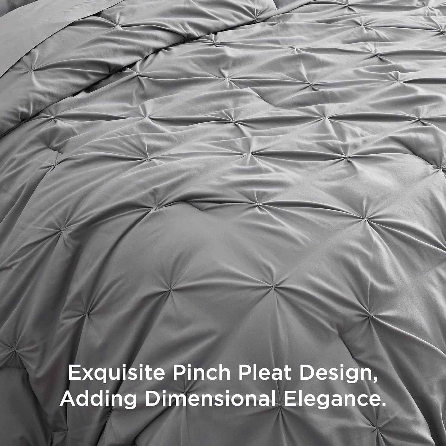 U by Bedsure Queen Comforter Set - 7 Pieces Grey Comforters , Pintuck Bedding Sets for All Season, Bed in a Bag with Flat Sheet and Fitted Sheet, Pillowcases & Shams