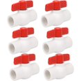 thumbnail image 1 of 6 piezas 1/2 "válvula de bola de PVC válvula de cierre de tubería de agua con mango en T rojo para líneas de suministro de agua fría, sistema de instalación de tuberías de riego (enchufe x enchuf, 1 of 4