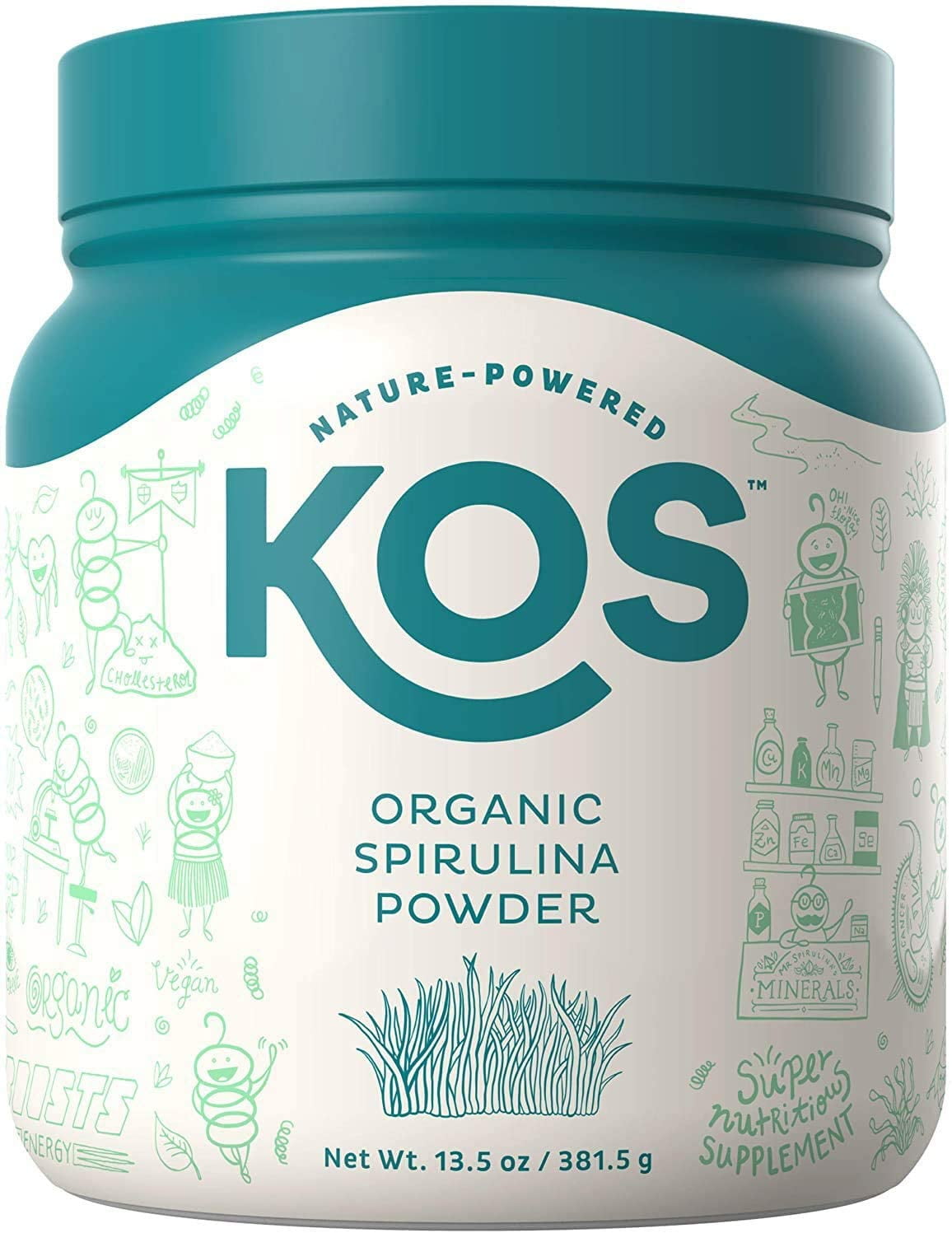 KOS Organic Spirulina Powder Pure NonIrradiated BlueGreen Spirulina