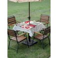 thumbnail image 3 of Outdoor Tablecloth with Umbrella Hole and Zipper, Christmas Gnomes Square Table Cloth 54x54 Inch Waterproof Tablecloth, Grey Wooden Vintage Snowflake Picnic Table Cover for Patio Camping, 3 of 7