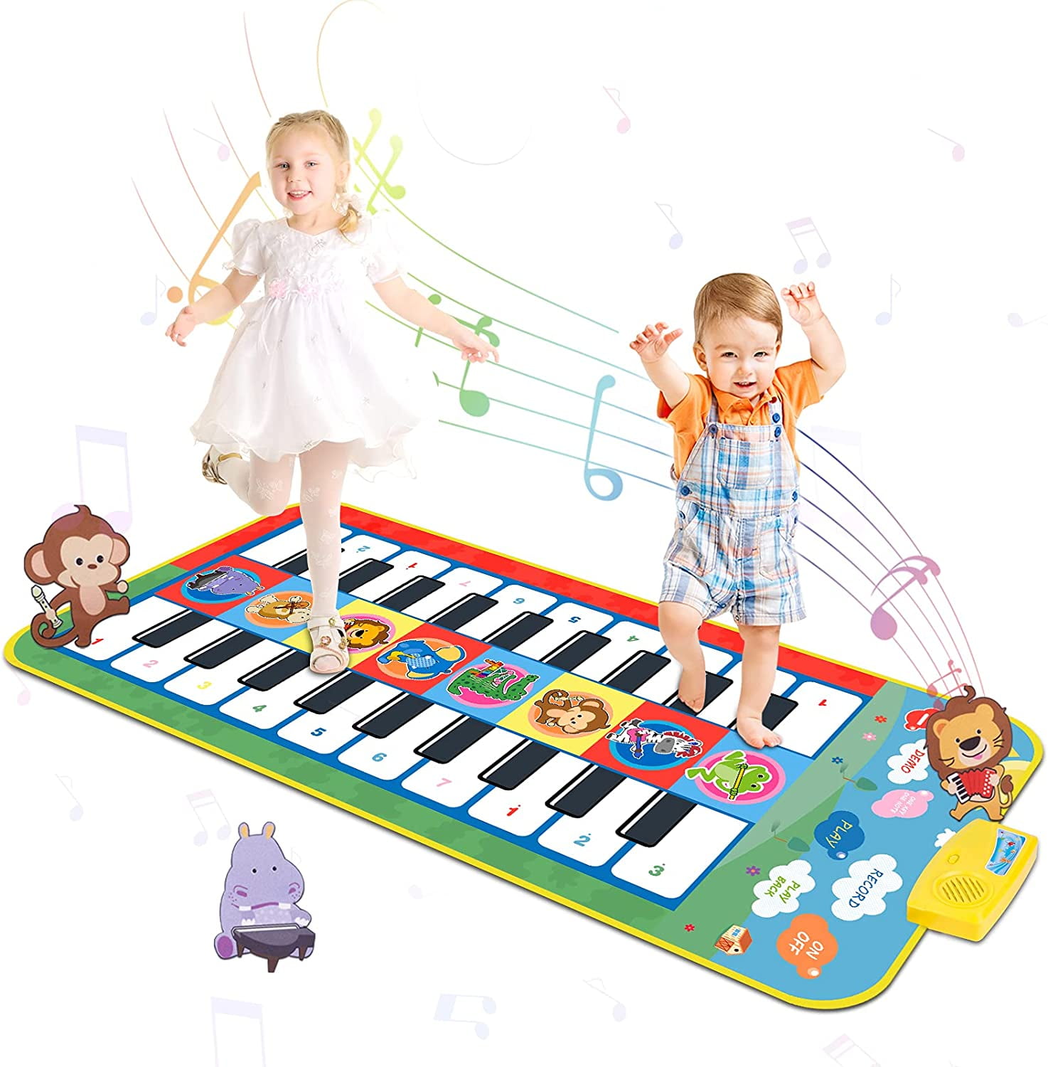LAYADO Piano Mat ,44" X 20"Double Keyboard Floor Music Dancing Play Mat
