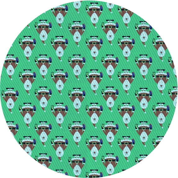 Ahgly Company Machine Washable Indoor Round Transitional Medium Spring Green Area Rugs, 7' Round