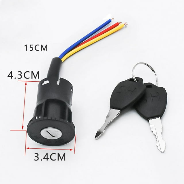 Interrupteur de Clé d'Allumage 3 Positions de Fil pour Trottinette Électrique Vélo Électrique Serrure+clé