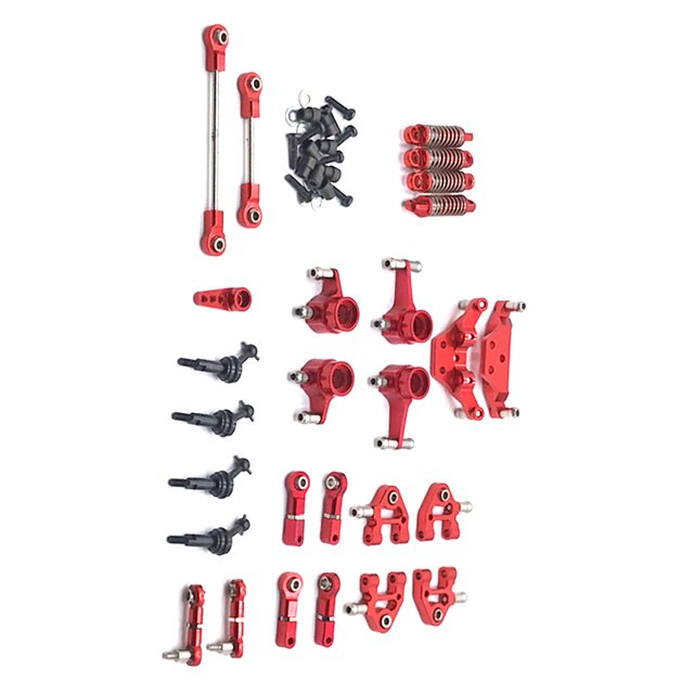 Bewildely 1/28 coches de Control remoto brazos oscilantes actualizaciones copas de dirección amortiguador Servo brazo Kit reemplazo pieza Kits de construcción modelo Rojo