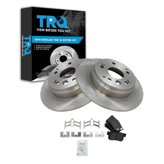 TRQ Rear Brake Pad & Rotor Kit Brake Pads Brake Rotor Semi-Metallic Fits Select 2004-2008 Acura TL 2003-2011 Honda Element