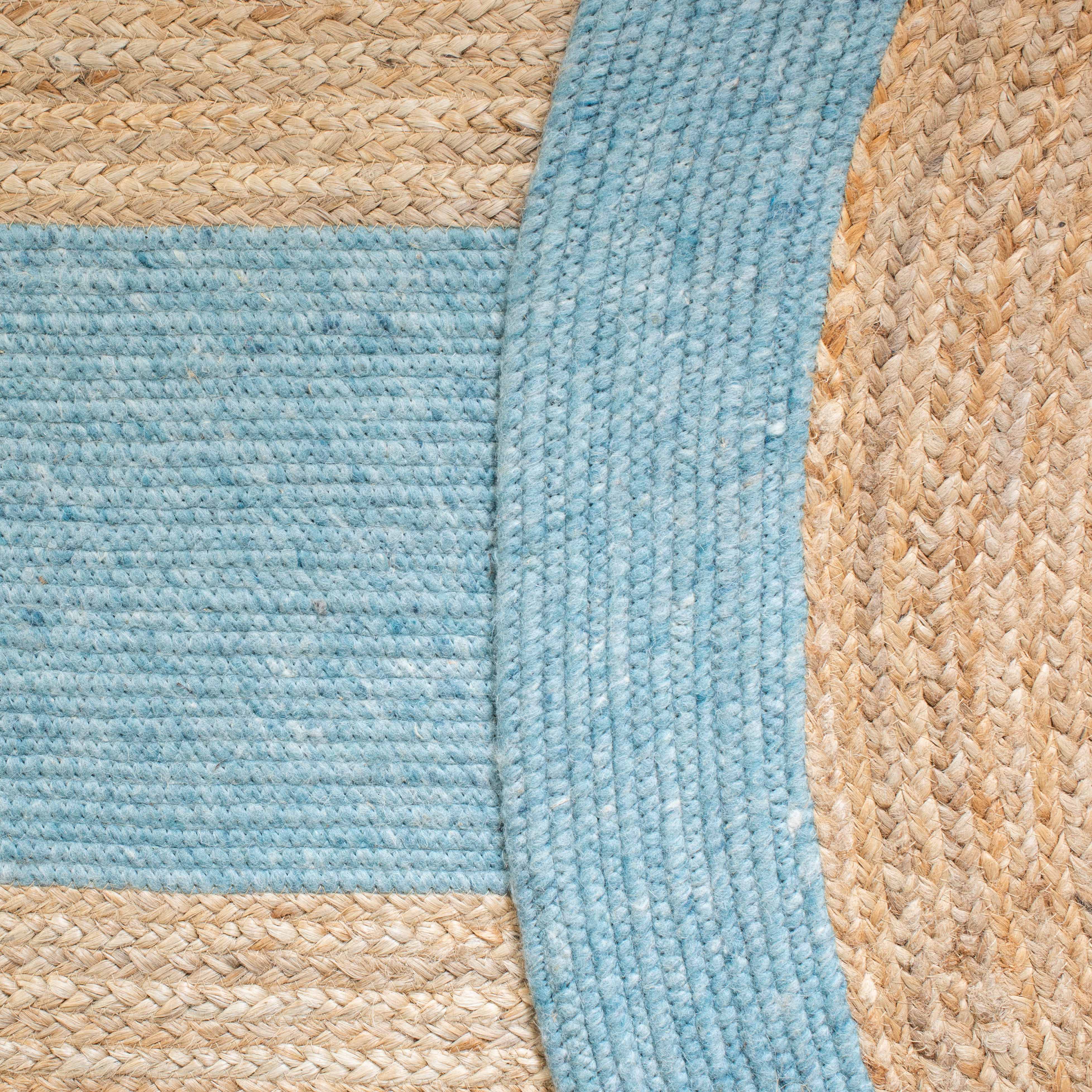 SAFAVIEH Braided Carina Bordered Reversible Area Rug, Blue/Natural, 6' x 9' Oval