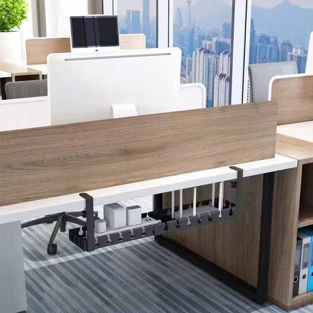 Youersen Under Desk Cable Management Tray, Adjustable 16.9'' to 29.1" No Drill Organizer for Cords, Black