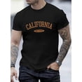 thumbnail image 1 of Camiseta de manga corta con cuello redondo y estampado de letras de California para hombre, informal, cómoda y ligera, ideal para verano, para adultos, hombres, mujeres, adolescentes, jóvenes y para e, 1 of 7