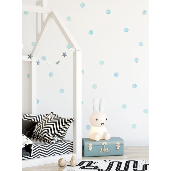 Watercolor Dots Vinyl Wall Stickers - Mint Blue
