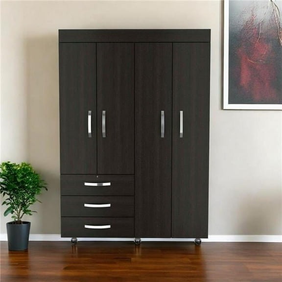 HomeRoots 478415 47 in. Black Three Drawer Combo Dresser